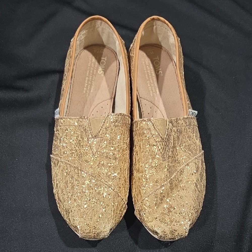 TOMS Women's Gold Glitter Shoes